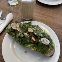 Tostada con palta, iced latte   at Nòmada Chacarita (N2) in Buenos Aires