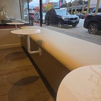 Lots of seating. Window seating pictured here. at A Living Wage Cafe at Fable in Vancouver