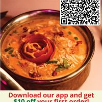 Malai Kofta 
potatoes and dry fruits croquettes cooked cashew almond saffron gravy loved by vegetarian lovers. Download the App and browse through lots of vegan and vegetarian ops at Curry Queen Tandoori Restaurant in Hampton