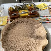 6 wonderful flavours on fresh injera  at Mrgda Vegano in Rome