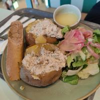 oven potatoes with vegan "skagen" side sald at Picnic  in Helsinki