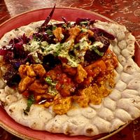 Beetroot and sweet potato flatbread  at Estadio Lounge in North West London