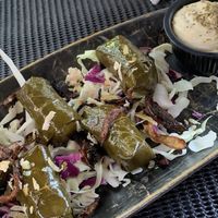 Dolmades with houmous instead of tzatziki   at Flint in Athens