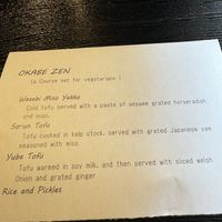 Okabe zen menu  at Shika-Jaya in Hakone