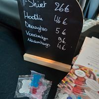 Merchandise at Vegan Afairs Brugge at Bright eyes vzw in Oostende