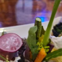 Selection of dishes including 'pot plant' with tahini soil at Shu in Collingwood