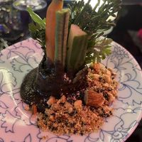 Vegetables, black sesame, toasted macadamia nut dust  at Shu in Collingwood