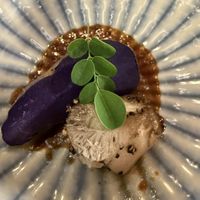 Lion's mane in black pepper sauce, purple sapphire potato  at Shu in Collingwood