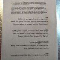 Menu at Shu in Collingwood