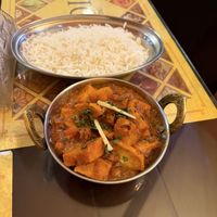 Dum Aloo with white rice  at Punjabi Rasoi  in Cuenca