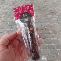 One of their chocolate bars, in this case a dark hazelnut bar. at What a Choc in Mechelen