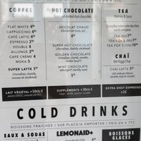 Menu boissons chaudes   at Elisabeth's in Lille