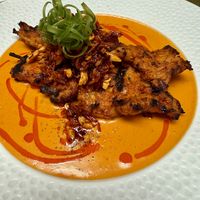 Perfectly seasoned and textured spicy ‘chicken'  at Le Basque in New York City