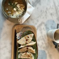 Soup of the day and dumplings  at Atelier Giri in Arnhem