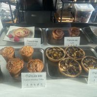 Pastries Nov 2025. The white chocolate/raspberry pie is delicious: a buttery/brittle crust with a condensed mylk filling and raspberries. at Atelier Giri in Arnhem