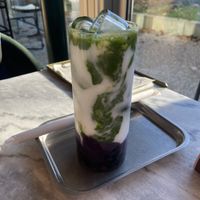 Matcha ube coconut boba: creamy and tasty, with a rich ube paste at Atelier Giri in Arnhem