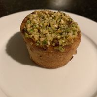 Lemon cake topped with pistachios  at Opera in Wicklow
