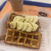 This was the apple waffles, I asked to add bananas on top. Delicious!   at Waffries - Mall of the Emirates in Dubai