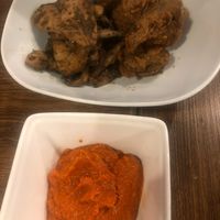 different mushrooms with hot sauce at Shrooms City - Lewisham in South East London