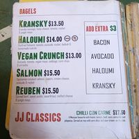 Menu at Jungle Juice Bar in Melbourne