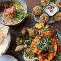 Vegan platter, falafel and foul  at Arabisk Restaurant in Innsbruck