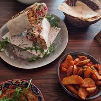 Batata Harra, Falafel Wrap at Arabisk Restaurant in Innsbruck