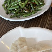 Garlic Green Beans & Steamed veggie dumplings   at Deer Park Dumplings  in Deer Park