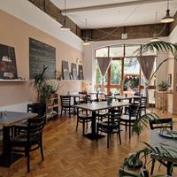 General layout with garden beyond at Assembly Bar + Kitchen in Leeds