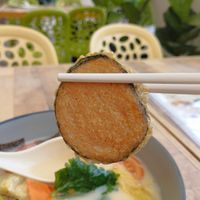 Nice! vegetarian fish slice x3 in this bowl of noodle  at Nature Cafe - SMU - 自然疏食 in Central Singapore