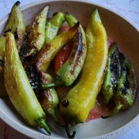 Blistered Paprikas, Oilve Oil, Lemon at Coogee Common in Coogee