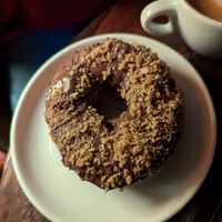 chocolate donut at Top Notch Bakery in Vaxjo
