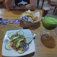 Soy ceviche con tortillachips at Restaurante Los Traviesos in Mazunte