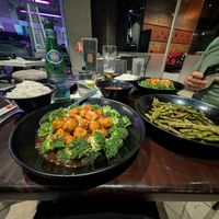 Ma po tofu and spicy green beans at P.F. Chang's in San Jose