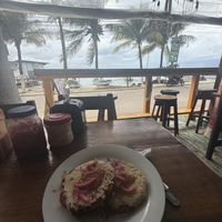 Vegan pupusas pictured. Very large portion & the pickled veggies / homemade salsa they make really brought it to the next levell  at La Ruta del Sabor in Roatan