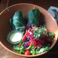 island collards with rainbow salad at Salud Live Kitchen and Juice Bar in Bend