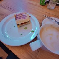 Vegan vegetable panini (half-eaten) at Espresso  in Northampton