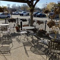 Outdoor patio November 2024 at BlueNose Coffee in Farmington