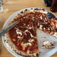 Bee sting pizza. Yummy but spicer than expected!   at Via Tevere Main Street in Vancouver