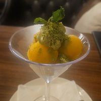 Mango sherbert dessert #Veganuary at Durvo in Las Vegas