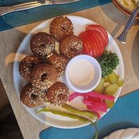 Falafel comes with accompaniments at Le Pavillon Restaurant in Accra