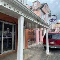 Outside.   Easy to find on Queens Cross   at Mister Tea in St Croix