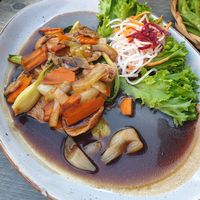 Nr. A41: Like chicken (made out of beans) vegetables with soy sauce and rice at Pho Hanoi & Sushibar in Rosenheim