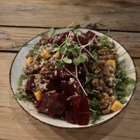 Beet salad without the cheesee  at Beerwood in Los Osos