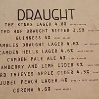 Cervezas marcadas como veganas en el menú at The King's Inn in York