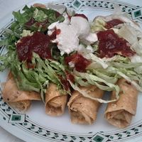 Tacos dorados at 9 ó 6 Comida Vegana. in Puebla