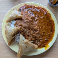 dal makhani and vegetable samosa for take away at Nagerkovil Arya Bhavan - Louvre in Paris