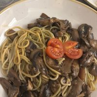 Pasta w mushrooms and soy sauce.   at O Galã in Machico