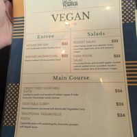 Vegan menu November 24 at General Roberts Hotel in Newcastle
