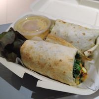 Chickpea wrap came with lettuce and peanut butter sauce. Well packed. at The Planters in Ao Nang