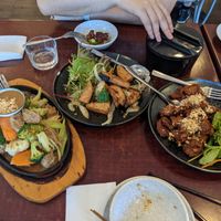 Vegan beef, vegan fish and vegan pork. at Au Lac Royal Vegan Cuisine in Dickson